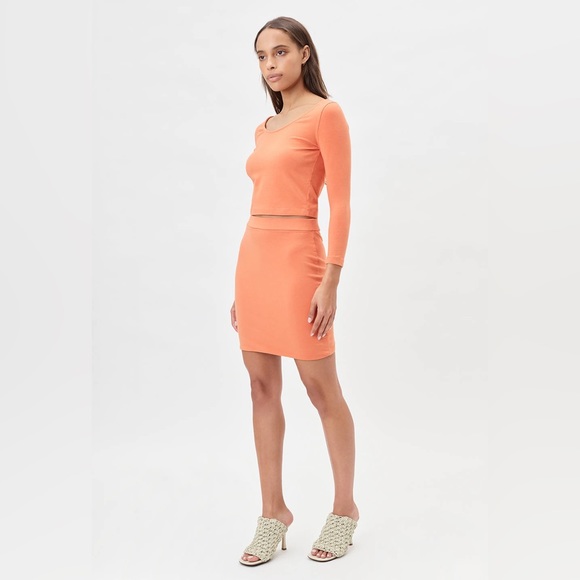 John Elliott stretch suede cotton scoop neck crop top solar M NWT. - Picture 3 of 15